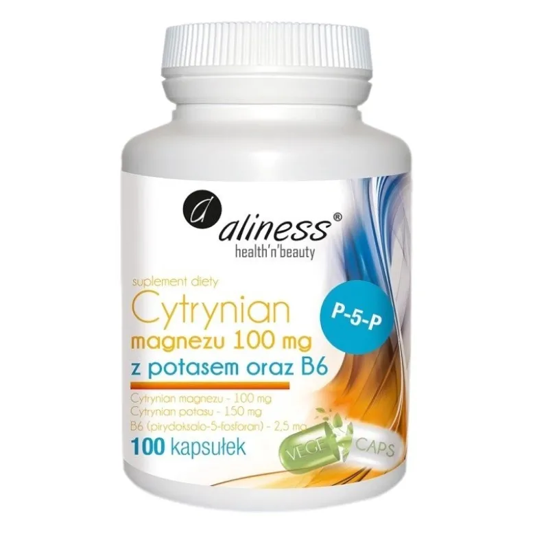 ALINESS Cytrynian Magnezu + Potas + B6 (P-5-P) 100 veg caps.