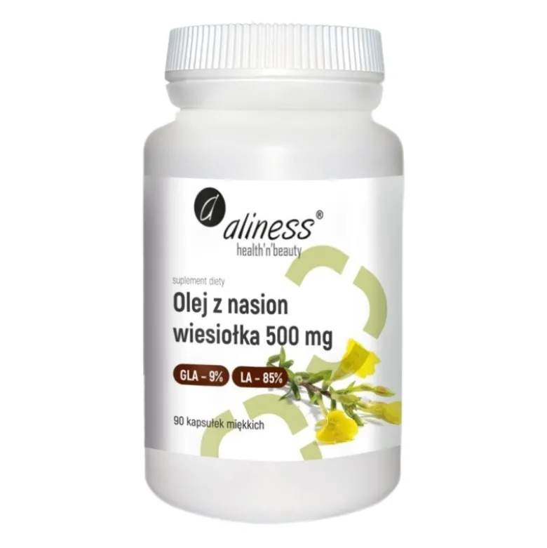 ALINESS Olej z Nasion Wiesiołka 500 mg GLA 9% / LA 85% 90 softgels
