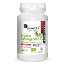 ALINESS Organic Ashwagandha KSM 200 mg 100 vege caps.
