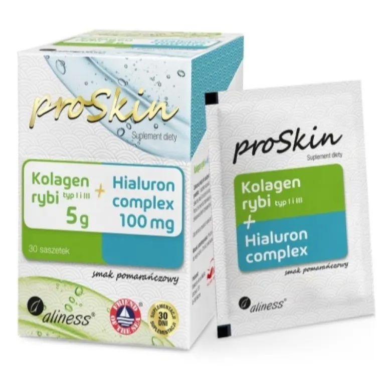 ALINESS Proskin Kolagen Rybi + Hialuron Complex 30 saszetek Pomarańcza