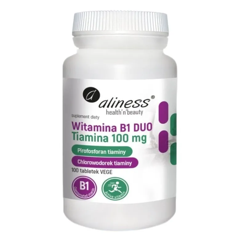 ALINESS Witamina B1 100 mg ( Tiamina ) DUO 100 veg tabs.