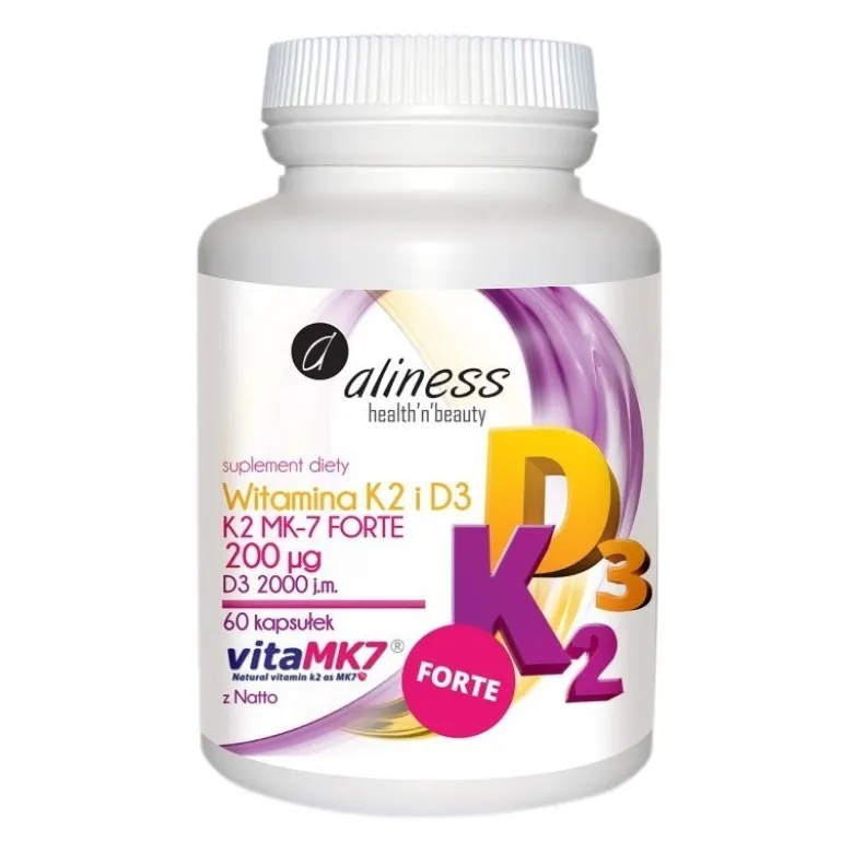 ALINESS Witamina K2 i D3 Forte 200 mcg 60 caps.