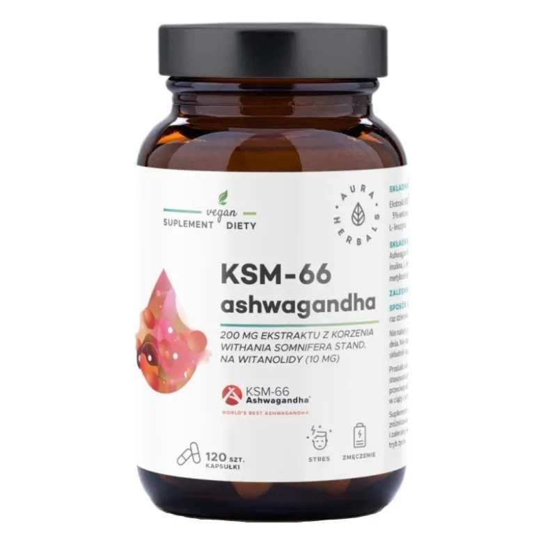 AURA HERBALS Ashwagandha KSM-66 200 mg 120 caps.