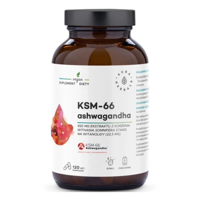 AURA HERBALS Ashwagandha KSM-66 450 mg 120 caps.