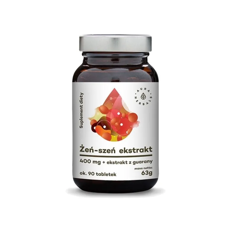 AURA HERBALS Żeń-Szeń + Guarana 90 tabs.