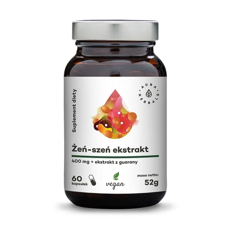 AURA HERBALS Żeń-Szeń Koreański+Guarana 60 caps.