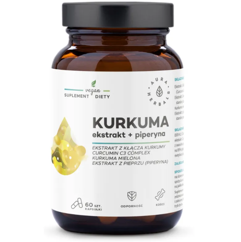 AURA HERBALS Kurkuma Ekstrakt+Piperyna 60 caps.