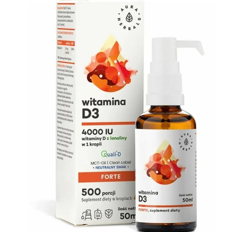 AURA HERBALS Witamina D3 4000 IU, MCT, 50 ml