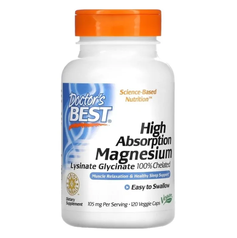 DOCTOR'S BEST High Absorption Magnesium 105 mg 120 veg caps.