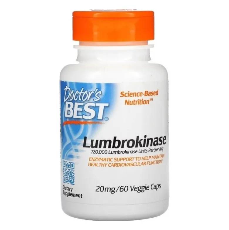 DOCTOR'S BEST Lumbrokinase 20 mg 60 veg caps.