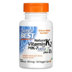 DOCTOR'S BEST Naturalna Witamina K2 (MenaQ7) + D3 180 mcg 60 veg caps.