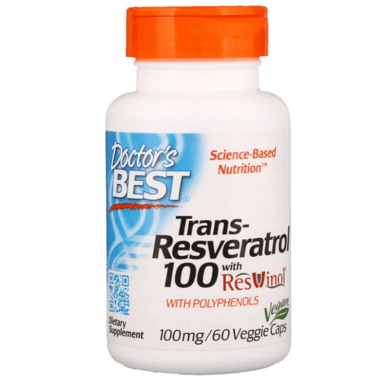 DOCTOR'S BEST Trans-Resveratrol 100 mg + ResVinol 60 veg caps.