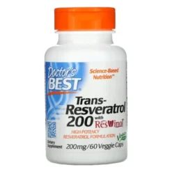 DOCTOR'S BEST Trans-Resveratrol 200 mg + ResVinol 60 veg caps.