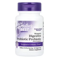 DOCTOR'S BEST Womens Digestive Probiotic Prebiotic With Cranberry 30 veg caps.