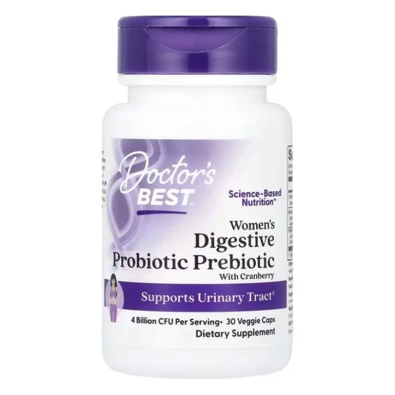 DOCTOR'S BEST Womens Digestive Probiotic Prebiotic With Cranberry 30 veg caps.