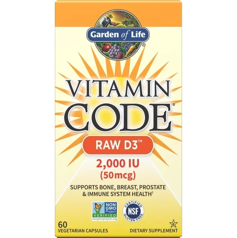 GARDEN OF LIFE Vitamin Code RAW D3 2000IU 60 veg caps.