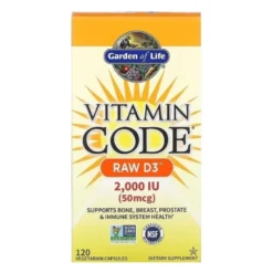 GARDEN OF LIFE Vitamin Code RAW D3 2000IU 120 veg caps.