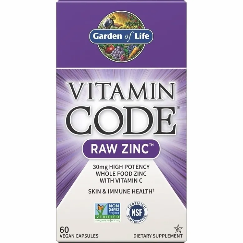 GARDEN OF LIFE Vitamin Code RAW Zinc 60 veg caps.