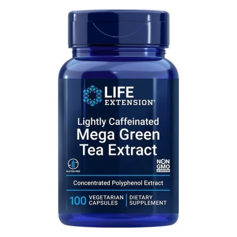 LIFE EXTENSION Lightly Caffeinated Mega Green Tea Extract 100 vege caps.