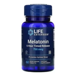 LIFE EXTENSION Melatonin 6 Hour Time Released 750 mcg 60 veg tabs.