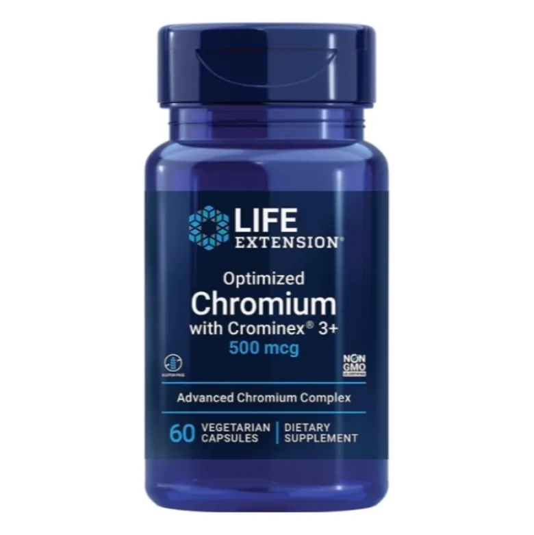LIFE EXTENSION Optimized Chromium Crominex 3+ 500 mcg 60 veg caps.