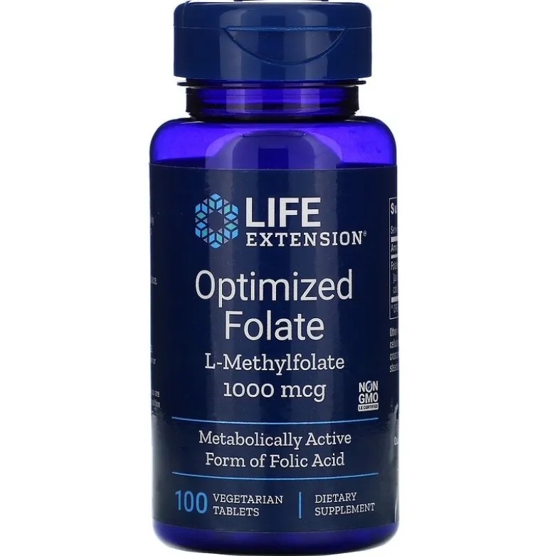 LIFE EXTENSION Optimized Folate 1700 mcg 100 veg tabs.