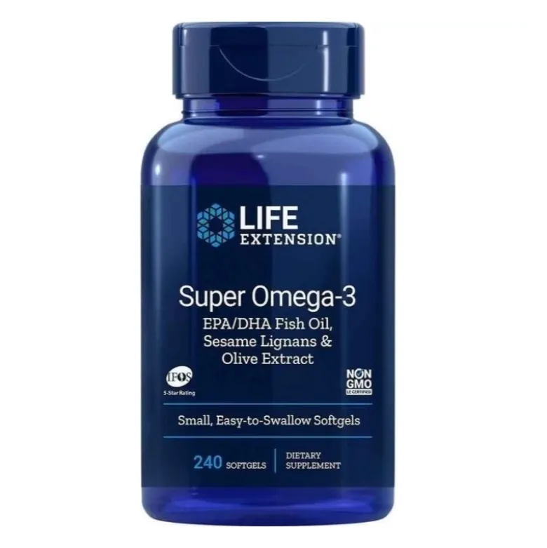 LIFE EXTENSION Super Omega 3 EPA/DHA Fish Oil, Sesame Lignans & Olive Extract 240 softgels