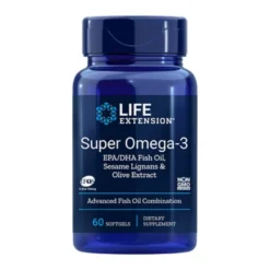 LIFE EXTENSION Super Omega 3 EPA/DHA Fish Oil, Sesame Lignans & Olive Extract 60 softgels
