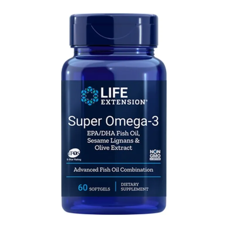 LIFE EXTENSION Super Omega 3 EPA/DHA Fish Oil, Sesame Lignans & Olive Extract 60 softgels