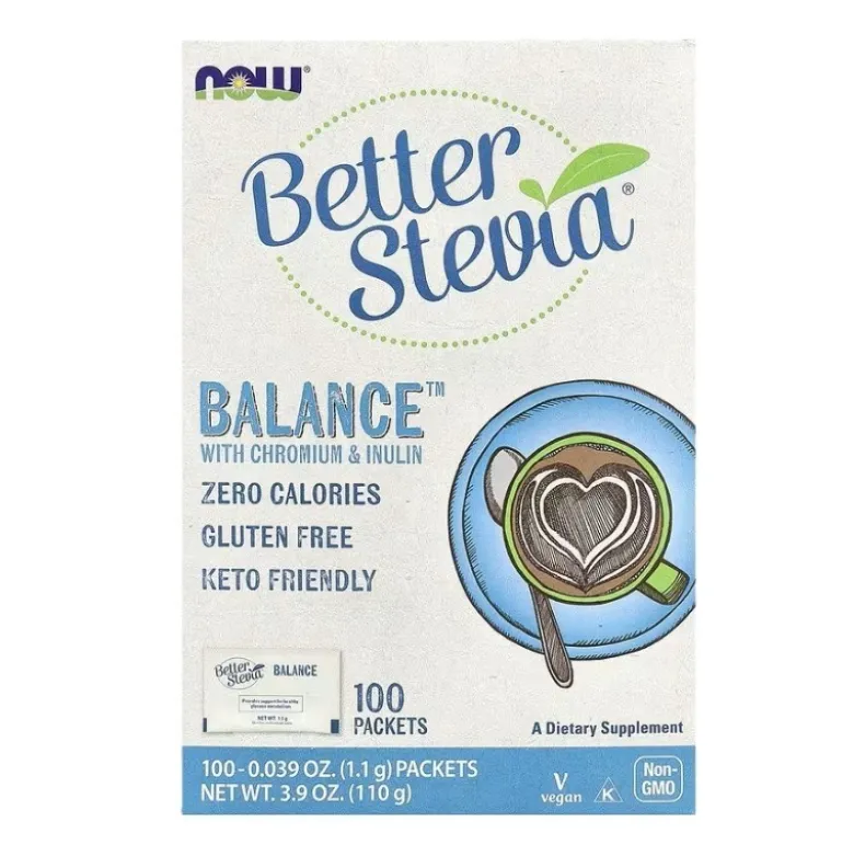 NOW FOODS Better Stevia With Chromium & Inulin 100 packets