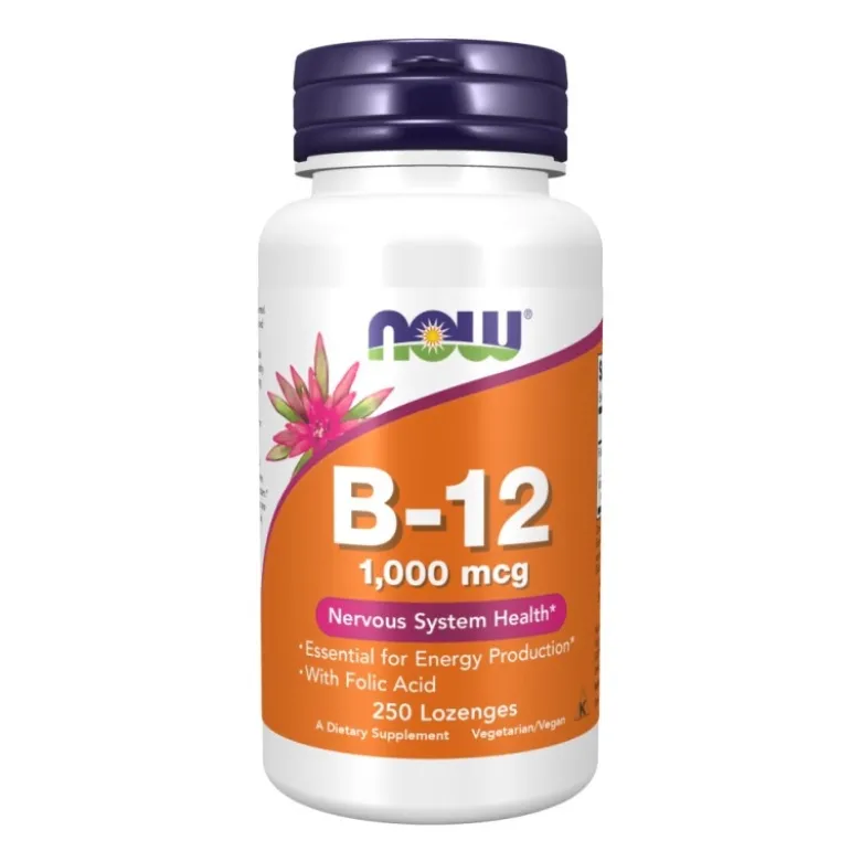 NOW FOODS B-12 + Kwas Foliowy 1000 mcg 250 tabs. do ssania
