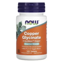 NOW FOODS Copper Glycinate 3 mg 120 tabs.