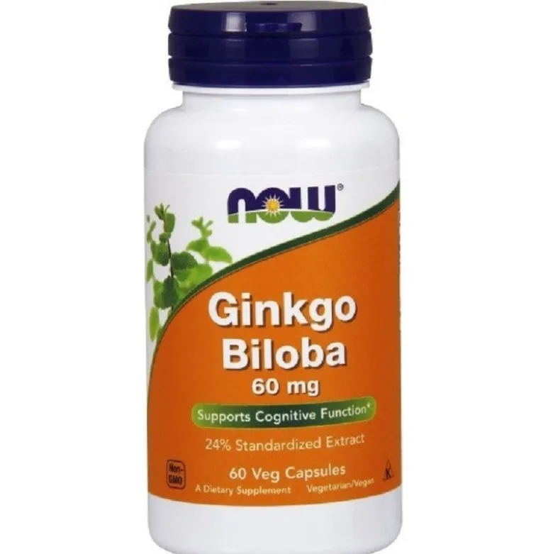NOW FOODS Ginkgo Biloba 60 mg 60 veg caps.