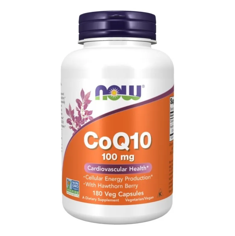 NOW FOODS Koenzym Q10 100 mg Hawthorn 180 veg caps.