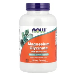 NOW FOODS Magnesium Glycinate With BioPerine 180 veg caps.