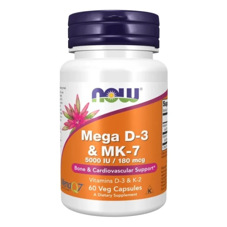 NOW FOODS Mega D-3 5000 IU & MK-7 180 mcg 60 veg caps.