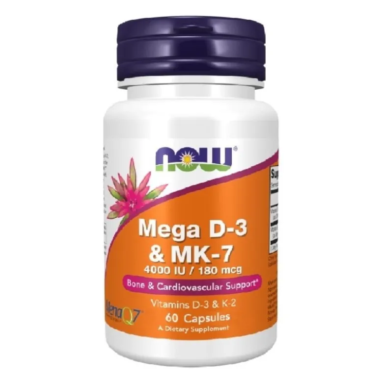 NOW FOODS Mega D3 & K2 4000 IU/180 mcg 60 caps.