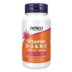 NOW FOODS Vitamin D3 & K2 1000IU / 45 mcg 120 veg.caps.