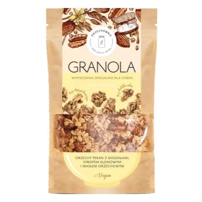 ORZECHOWNIA Granola 320 g Orzechy Pekan z Migdałami, Syropem Klonowym i Masłem Orzechowym