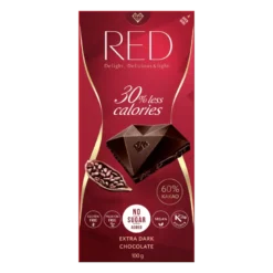 RED Czekolada Ekstra Gorzka 60% Kakao o zmniejszonej zawartości kalorii 100 g