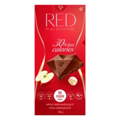 RED Czekolada Mleczna z Jabłkiem i Orzechami o zmniejszonej zawartości kalorii 100 g