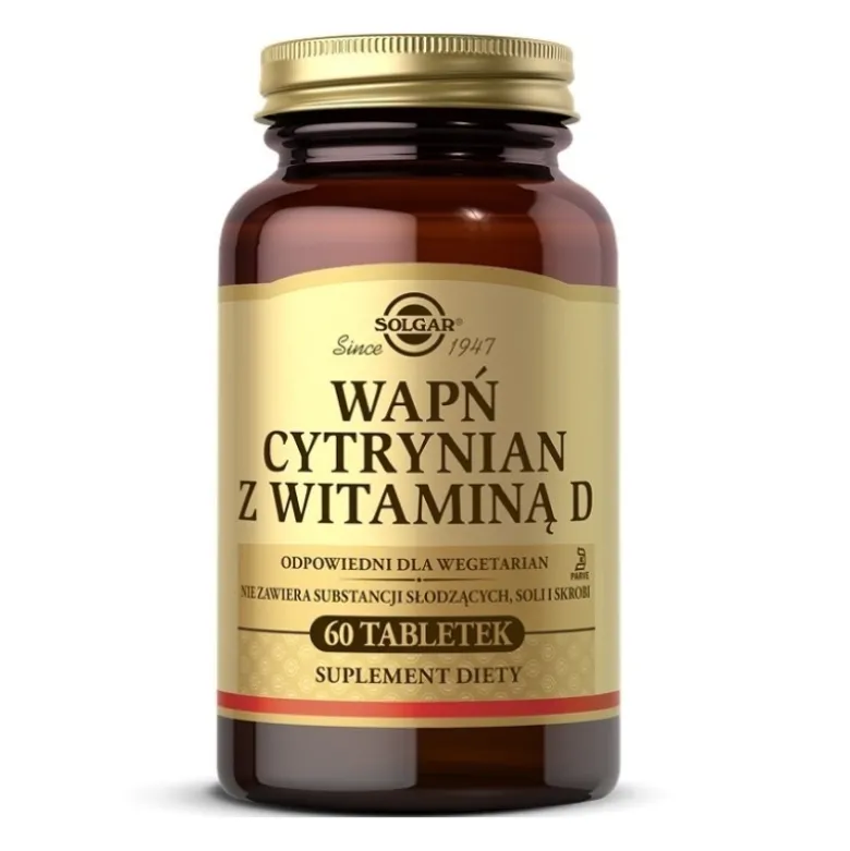 SOLGAR Cytrynian Wapnia + D3 60 tabs.