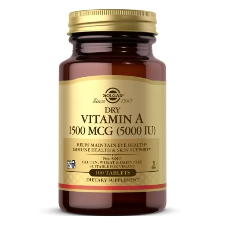 SOLGAR Dry Vitamin A 5000 IU 1500 mcg 100 tabs.