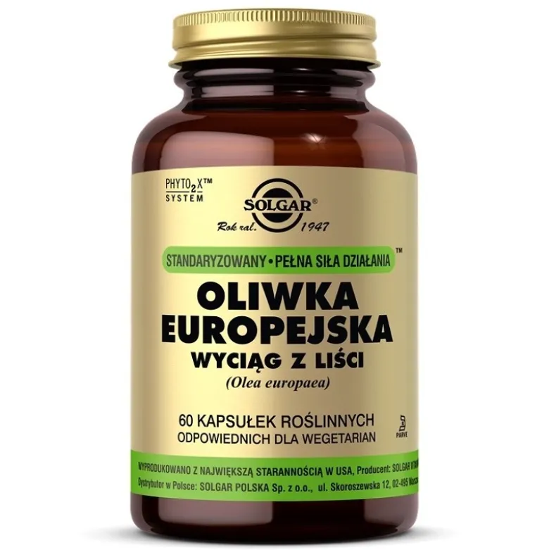 SOLGAR Oliwka europejska wyciąg z liści 60 caps.