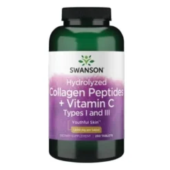 SWANSON Hydrolyzed Collagen Peptides + Vitamin C Types I and III 250 tabs.